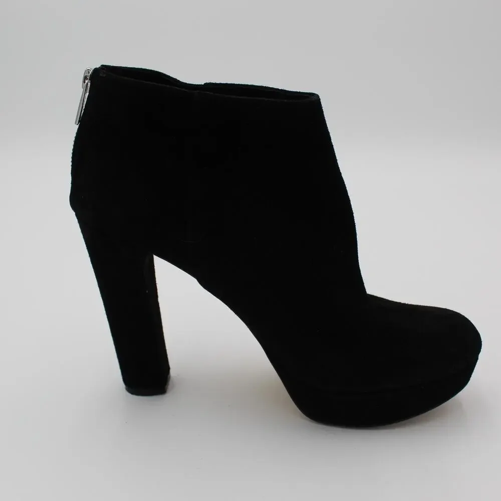 Michael Kors Boots Suede Womens 9.5 Black Bootie Zip Classic Heels Festival Boho